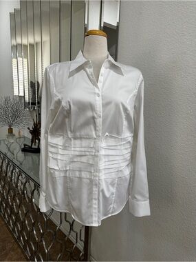 ANTONIO MELANI White Pleated Button-Down Shirt